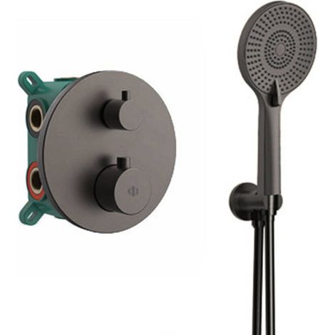 Conjunto Empotrar 2/3 Fun. Termostatico Round Titanio - GME