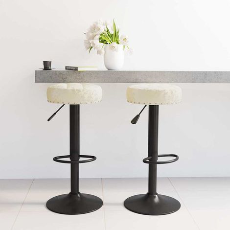 vidaXL Tabourets de bar lot de 2 crème velours (1/5)