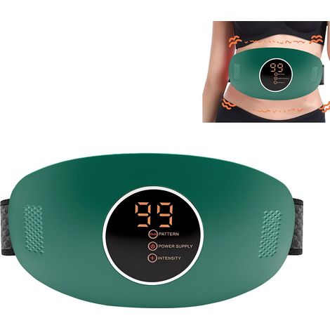 Masseur abdominal électrique sans fil, Ceinture De Massage du Ventre, Massage par vibrations à deux niveaux, idéal pour la maison, le bureau et les voyages (vert) (1/5)