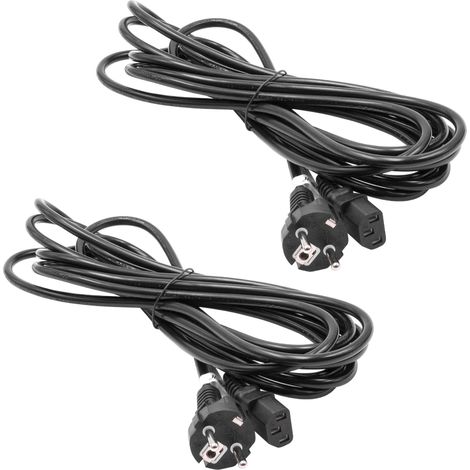 vhbw 2x Netzkabel Schutzkontaktstecker für Kaltgeräte z.B. PC Monitor Computer Drucker - C13 Buchse, 5 m (1/2)