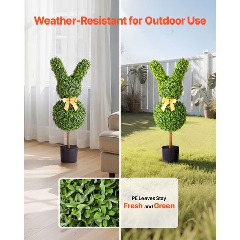 Buis Topiaire Artificiel Extérieur Lapin Lot de 2 Fausses Plantes (1/5)
