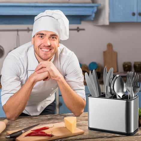 4-stöckiges Besteckregal (Silber), Küchenutensilienhalter für die Arbeitsplatte