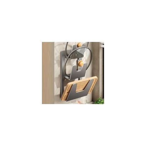 Soporte de pared para tapas de ollas, soporte para tapas de ollas con bandeja recogegotas, estante para guardar tapas de ollas sobre la puerta del armario - Crezuo