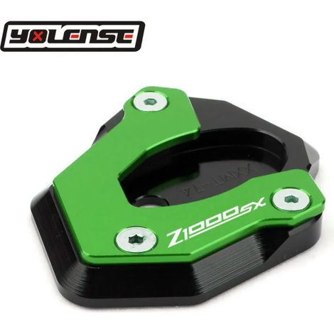 (Vert-Z1000Sx) Compatible avec KAWASAKI Z1000 2010-2023 Z1000SX Z1000 SX. Béquille latérale CNC, extension et support pour une meilleure stabilité. (1/4)