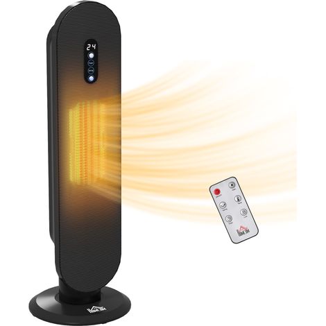 HOMCOM Ceramic Space Heater Tower Heater W/ 45° Oscillation, Black (1/5)
