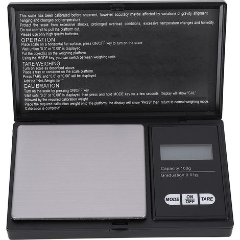 Mini balance de poche numérique LED portable de haute précision pour bijoux en or, argent et diamants (100 g/0,01 g) (1/5)
