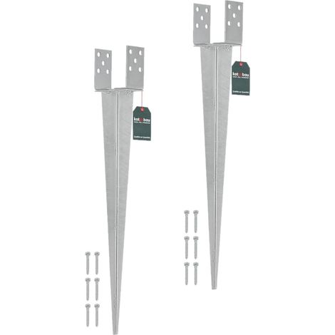 KOTARBAU® 2 Pièces Support de Poteau Réglable - 0-160 mm - Acier Galvanisé - 70 cm - Argent - Support Poteau a Enfoncer - Ancrage Balancoire - Ancre a Enfoncer - pour Poteaux Bois (1/4)