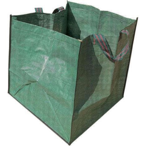 Garden waste bags with handles, 2 sturdy waste bags for collecting leaves - Reusable - For garden, park, lawn - Green (1/5)
