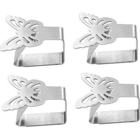 4 Pack Stainless Steel Tablecloth Clips Tablecloth Clamps Tablecloth Holder Covers (Butterfly) (1/4)