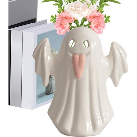 Décorations Fantômes d'Halloween Vase Petit Fantôme Figurines Mignonnes Statue Déco Halloween pour Bureau Étagère Arrangements Floraux Salon Chambre (1/4)