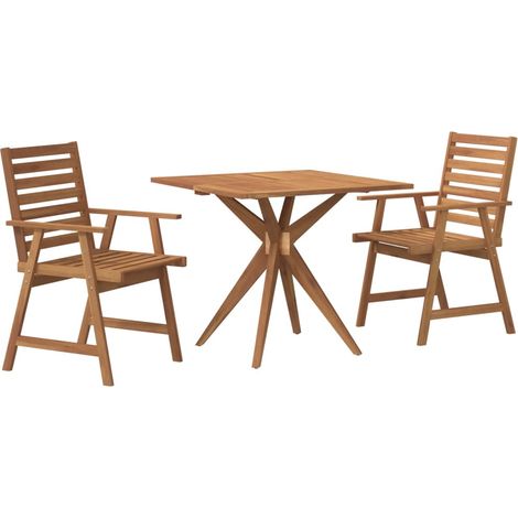Juego de comedor de jardín 3 piezas madera maciza de acacia vidaXL (1/5)
