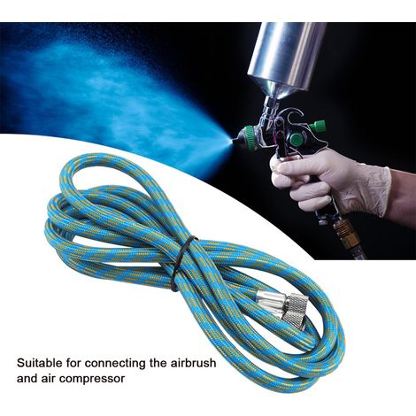 Tuyau d'aérographe tressé de 1,8 m pour compresseur d'air, raccord adaptateur 1/8" vers 1/8". (1/5)