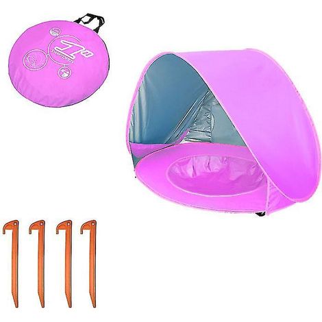 Tente de plage bébé pliable, abri solaire portable avec protection UV, rose, 3 (1/5)