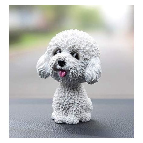 Auto Aimable Chien Figurine Bouge la Tête Wobble Head Hocher Tête Jouet Tableau de Bord Décoration Chien en Hochant Tête Intérieur de Voiture Décoration (Teddy Blanc) (1/3)