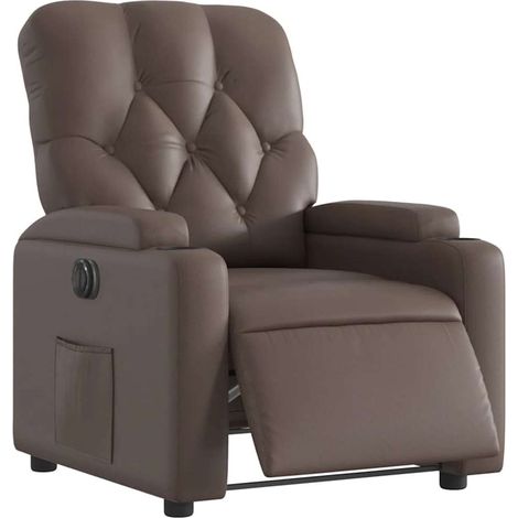 vidaXL Poltrona Reclinabile Elettrica Marrone in Similpelle (1/5)