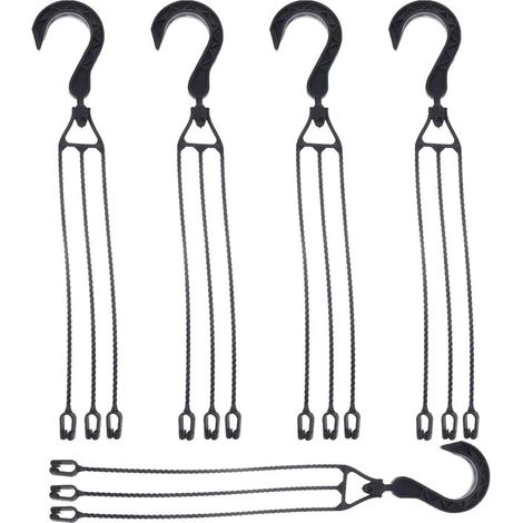 Lot de 5 chaînes de suspension en plastique pour jardinières, crochets de suspension rotatifs à 360° pour pots de fleurs (noir) (1/5)
