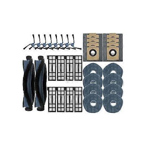Pièces détachées pour aspirateur robot X10 Pro Omni : brosse principale, lingette de nettoyage, filtre HEPA, sacs à poussière et accessoires. (1/5)