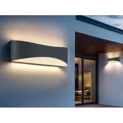 2er Set LED Außenwandleuchten in Anthrazit mit Up and Down Beleuchtung, IP65 (1/5)