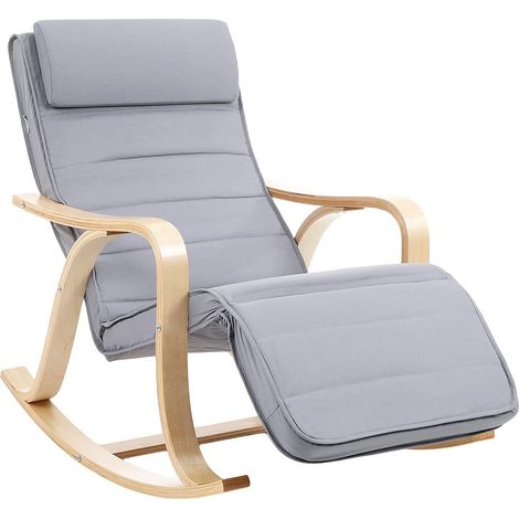 Silla mecedora rocking chair lounge madera gris claro 120000593 (1/3)