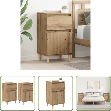 Rangement chambre - Cabinet de chevet 2 pcs Chêne artisanal 40 x 35 x 70 cm (1/5)