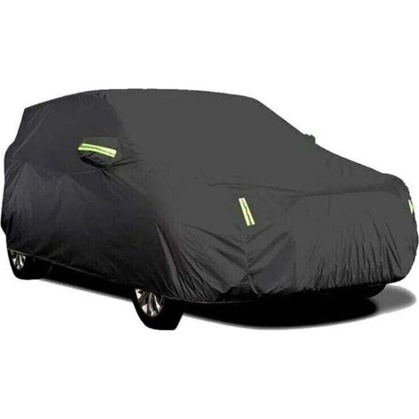Housse de voiture extérieure, respirante, anti-UV, résistante à la poussière et à la neige, avec boucle fixe, bande réfléchissante (Noir, 4,15 x 1,7 x 1,5 m) (1/4)