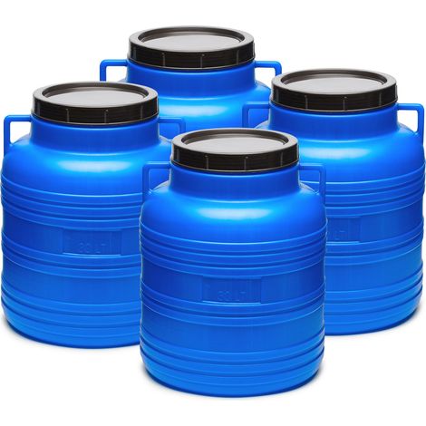 Garronda réservoir d'eau de 4 x 30 litres, Baril Alimentaire, fût à Large Ouverture en HDPE et sans BPA, tonneau de Jardin, bac à Aliments pour Animaux, conteneur d'eau, tonneau Universel GD-0121, Ble