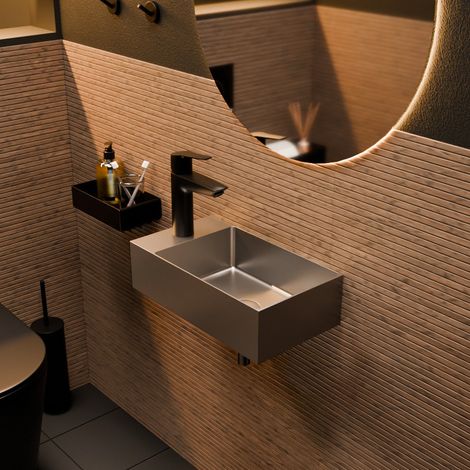 Ceramia Timeless Lave mains en Acier Inoxydable 304, 40x22x11cm, Chrome brossé (1/4)
