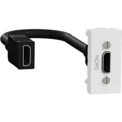 Schneider Electric – Prise HDMI étroite NU343018 – Prise TV, satellite et FM complète – Mode de pose électricité – Blanc polaire (1/3)