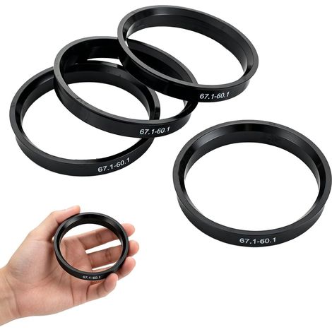 Set of 4 Centring Rings 66.6 to 57.1 mm, Polycarbonate Plastic Centre Rings for Aluminium Rims, Centre Ring for Golf for Passat Polo for A3 A4 Seat (1/5)