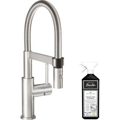 VILLEROY ET BOCH Steel expert grifo de cocina compacto de acero macizo + limpiador