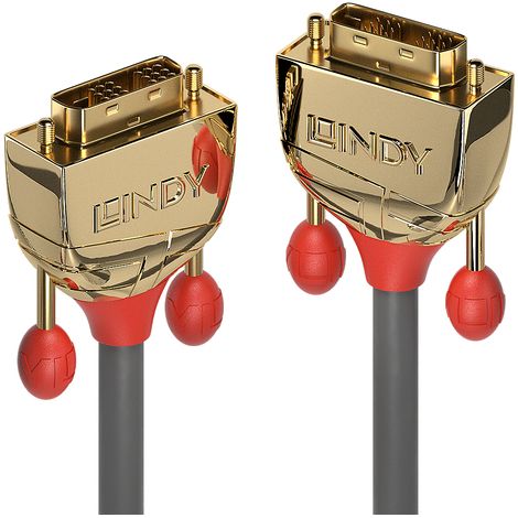 Cable DVI Lindy 36217 de 20 m, DVI-D dorado, gris. (1/3)