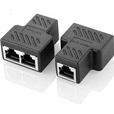 RJ45-Splitter-Stecker, Adapter, 1 auf 2, Ethernet-Splitter-Koppler, Doppelbuchse, HUB-Schnittstelle, Kontakt, modularer Stecker, Anschluss, Netzwerk, LAN, Internet, Cat5, Cat5e, Cat6, Cat7, Kabel, 2er
