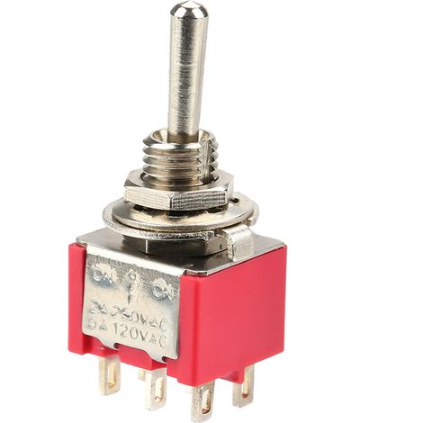 Lot de 10 interrupteurs à bascule momentanés ON/OFF/ON DPDT 6 broches 6 mm 2 A + 250 V CA 5 A + 125 V CA (1/5)