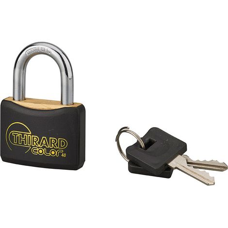 Cadenas à clé Color UNIKEY (achetez-en plusieurs, ouvrez avec la même clé), 40mm, noir, 2 clés - (1/5)