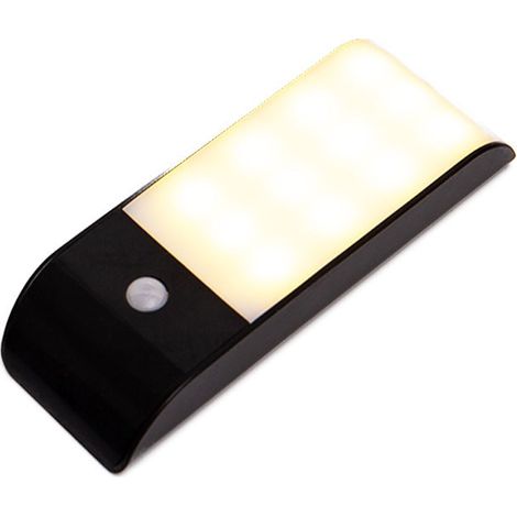Lampe de chevet rechargeable à 12 LED avec capteur infrarouge pour le corps humainCapteur lumineux noir chaud1W (1/5)