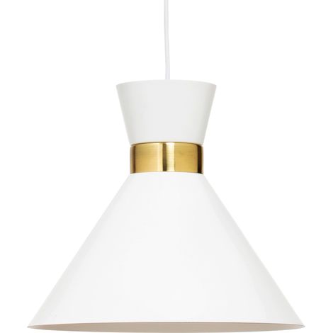 Litecraft Connie Ceiling Pendant Hourglass Styled 1 Light - White, Brass