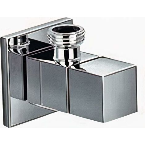 [NEVER USED] Quarter Turn ½ Inch Angle Shut Off Valve Douche Tap Outlet with Flange Chrome Plated Brass Bidet Spray Accessory - Square Design (1/4)