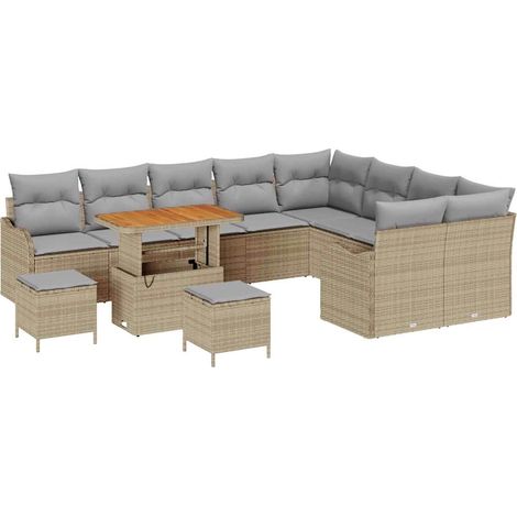Maison Exclusive - Set Divano da Giardino con cuscino 12 pcs Beige polyrattan (1/5)