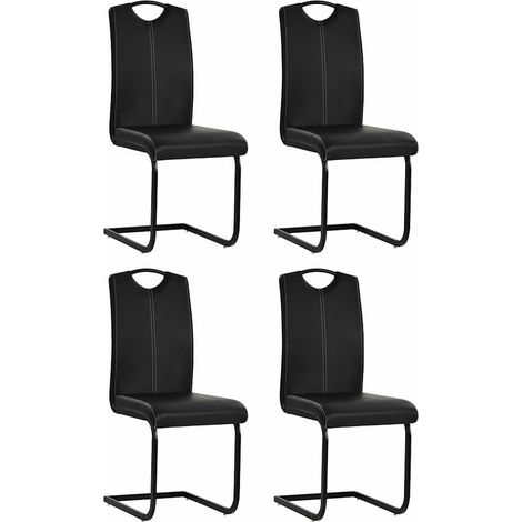 Lot de 4 Chaises de salle à manger cantilever - Chaises à dîner Noir Similicuir BV520534 - BonneVie (1/5)