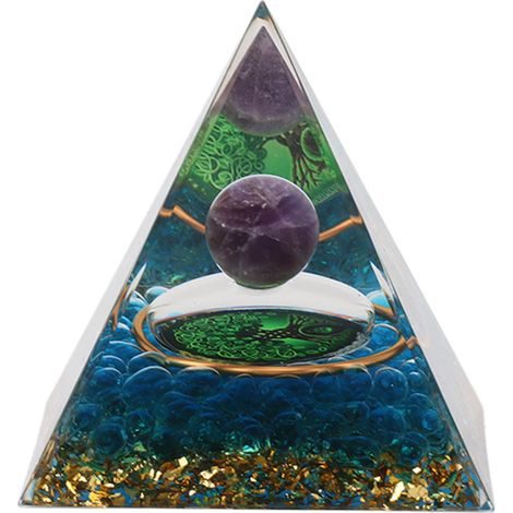 Pyramide en cristal 6cm, générateur d'énergie positive en résine époxy pour soulager le stress, guérison, méditation, attirer richesse et chance, décoration de pièce. (1/5)