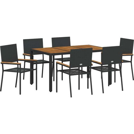 Maison Exclusive - Garten Essgruppe 7 pcs Schwarz Poly-Rattan