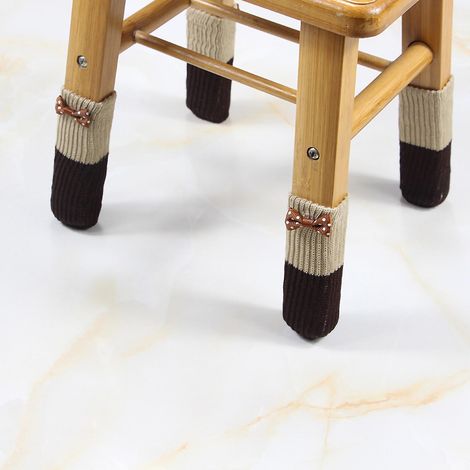 Housses de pieds de table, de chaise et de tabouret tricotées double couche, housses insonorisées épaisses et résistantes à l'usure pour meubles, protections de sol, housses en forme de nœud papillon (1/5)