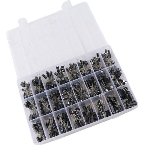 Kit 500 condensateurs électrolytiques aluminium 0,1µF à 1000µF 16V-50V, assortiment 24 valeurs, composants électroniques (1/5)