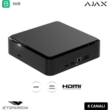 Grabador de vídeo en red (NVR) Ajax Baseline de 8 canales y 4K, modelo HAC, color negro