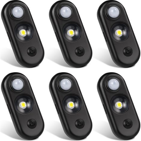 Lot de 6 lampes LED avec détecteur de mouvement, éclairage magnétique sous armoire blanc chaud, intensité variable pour placard, escaliers (1/5)