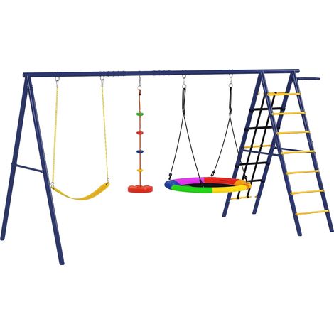 Aire de jeux extérieure, équipement de jeu multifonctionnel, construction en métal durable, Multicolore (1/2)