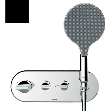 Partie externe mitigeur thermostatique mural bain douche noir mat Apice - Bossini Z00521073