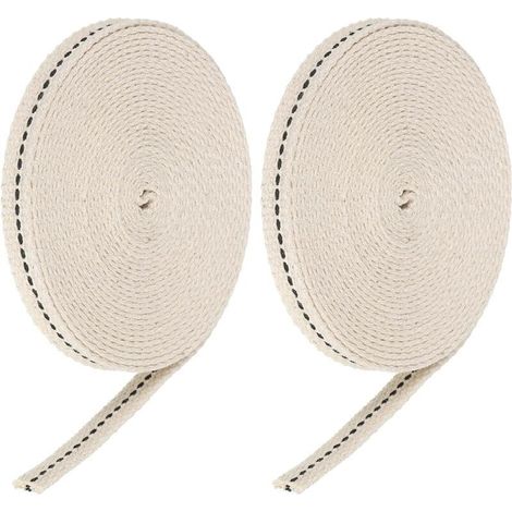 Mèche pour lampe à huile – Lot de 2 rouleaux en coton plat, 10 mm × 4,8 m, avec repère noir, idéale pour kérosène (1/4)
