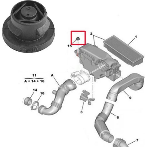 10 x 1422A3 rubber gaskets for Citroën C2, C3, and C4 engine hoods. (1/4)