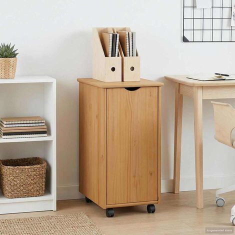 vidaXL Mobile con Ruote con ruota Marrone miele 34 x 39 x 65,5 cm